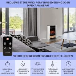 Studio 5 Arc Elektrokamin 1800 W LED-Flammen Heizlüfter Fernbedienung -Klarstein 10038400 de 0006 usp