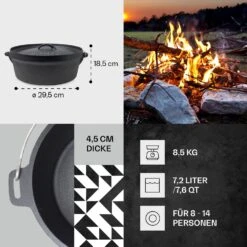 Galloway Dutch Oven 9.0 BBQ-Topf Gusseisen Größe L / 9 Qt 12 Galloway Dutch Oven 9.0 BBQ-Topf Gusseisen Größe L / 9 Qt -Klarstein 10038582 de 0004 usp