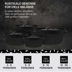 Galloway Dutch Oven 12.0 BBQ-Topf Gusseisen Größe XL / 12 Qt 14 Galloway Dutch Oven 12.0 BBQ-Topf Gusseisen Größe XL / 12 Qt -Klarstein 10038583 de 0006 usp