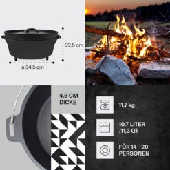Galloway Dutch Oven 12.0 BBQ-Topf Gusseisen Standfüße Größe XL / 12 Qt 11 Galloway Dutch Oven 12.0 BBQ-Topf Gusseisen Standfüße Größe XL / 12 Qt -Klarstein 10038587 de 0004 usp