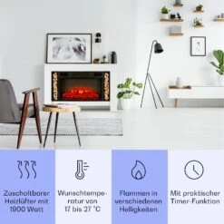 Studio Loft 2 Elektrokamin 1900 W LED-Technik Fernbedienung -Klarstein 10038617 de 0003 usp