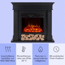 Las Pilas Elektrokamin Heizlüfter 900/1800W Wochentimer Fernbedienung -Klarstein 10038630 de 0003 usp