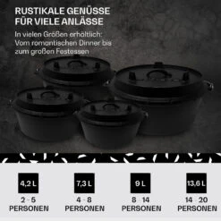 Guernsey Premium Dutch Oven 6.0 BBQ-Topf Gusseisen Größe M / 6 Qt 14 Guernsey Premium Dutch Oven 6.0 BBQ-Topf Gusseisen Größe M / 6 Qt -Klarstein 10038638 de 0006 usp