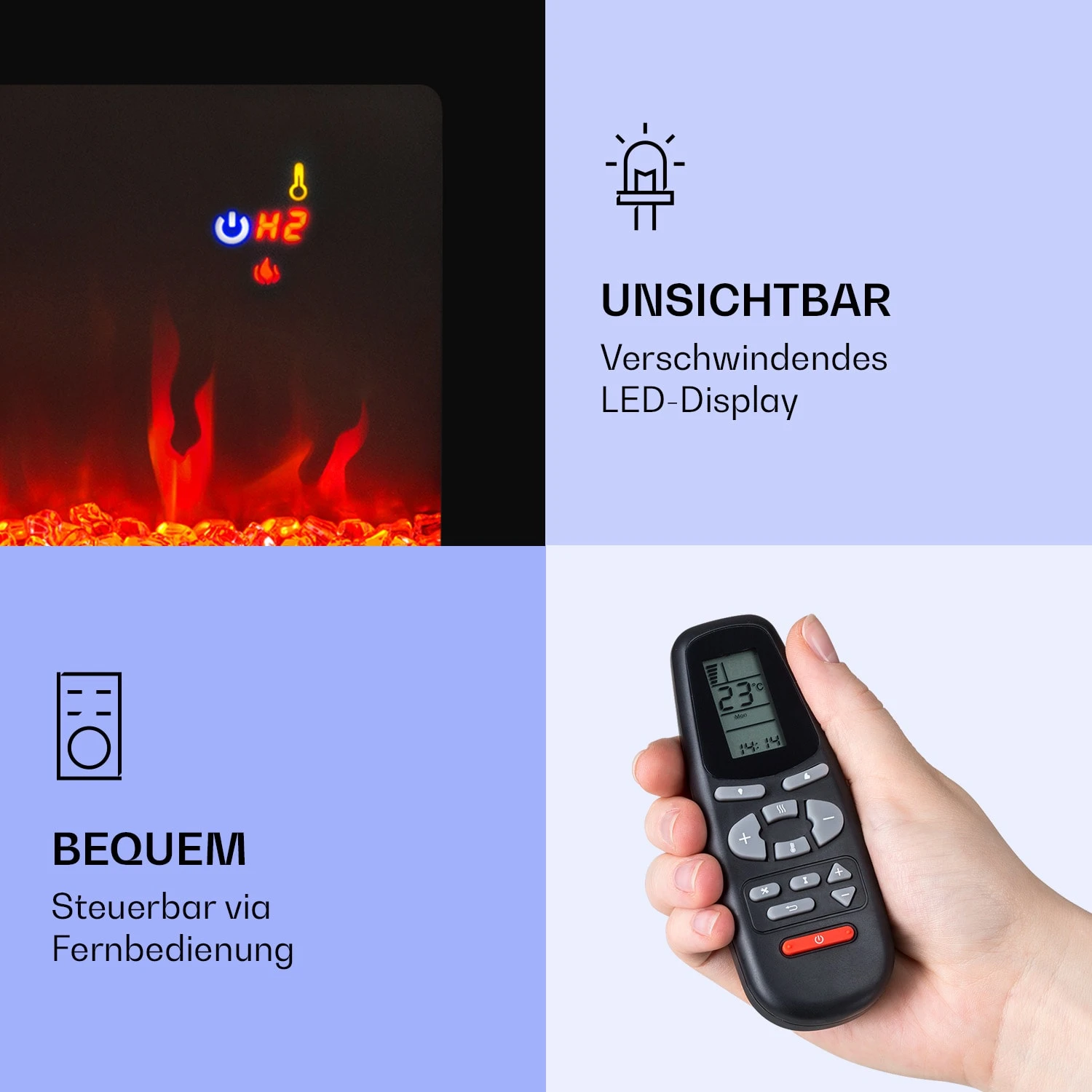 Galeras Elektrischer Wand- Und Einbaukamin 1800 W LED 3 Farben Timer 8 Galeras Elektrischer Wand- Und Einbaukamin 1800 W LED 3 Farben Timer – Bild 6