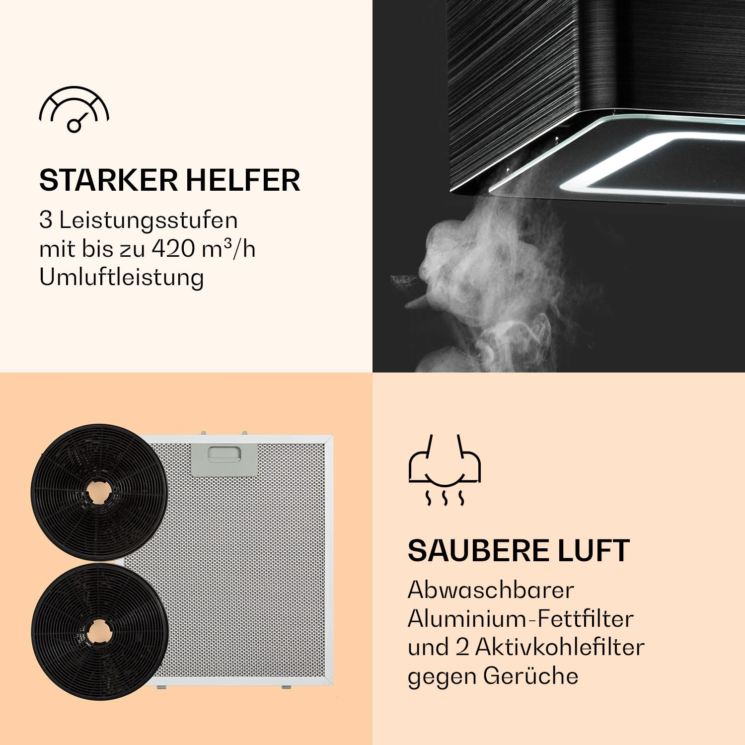 Futurelight Smart Inselabzugshaube Umluft 420m³/h LED Edelstahl 7 Futurelight Smart Inselabzugshaube Umluft 420m³/h LED Edelstahl – Bild 5