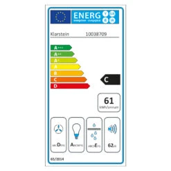 Futurelight Smart Inselabzugshaube Umluft 420m³/h LED Edelstahl 17 Futurelight Smart Inselabzugshaube Umluft 420m³/h LED Edelstahl -Klarstein 10038709 energy label