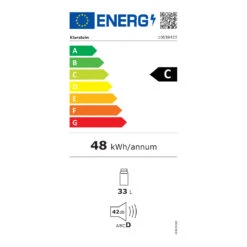 Beersafe M Crystal White Kühlschrank 33 Ltr 2 Böden Glastür Edelstahl -Klarstein 10039423 energy label
