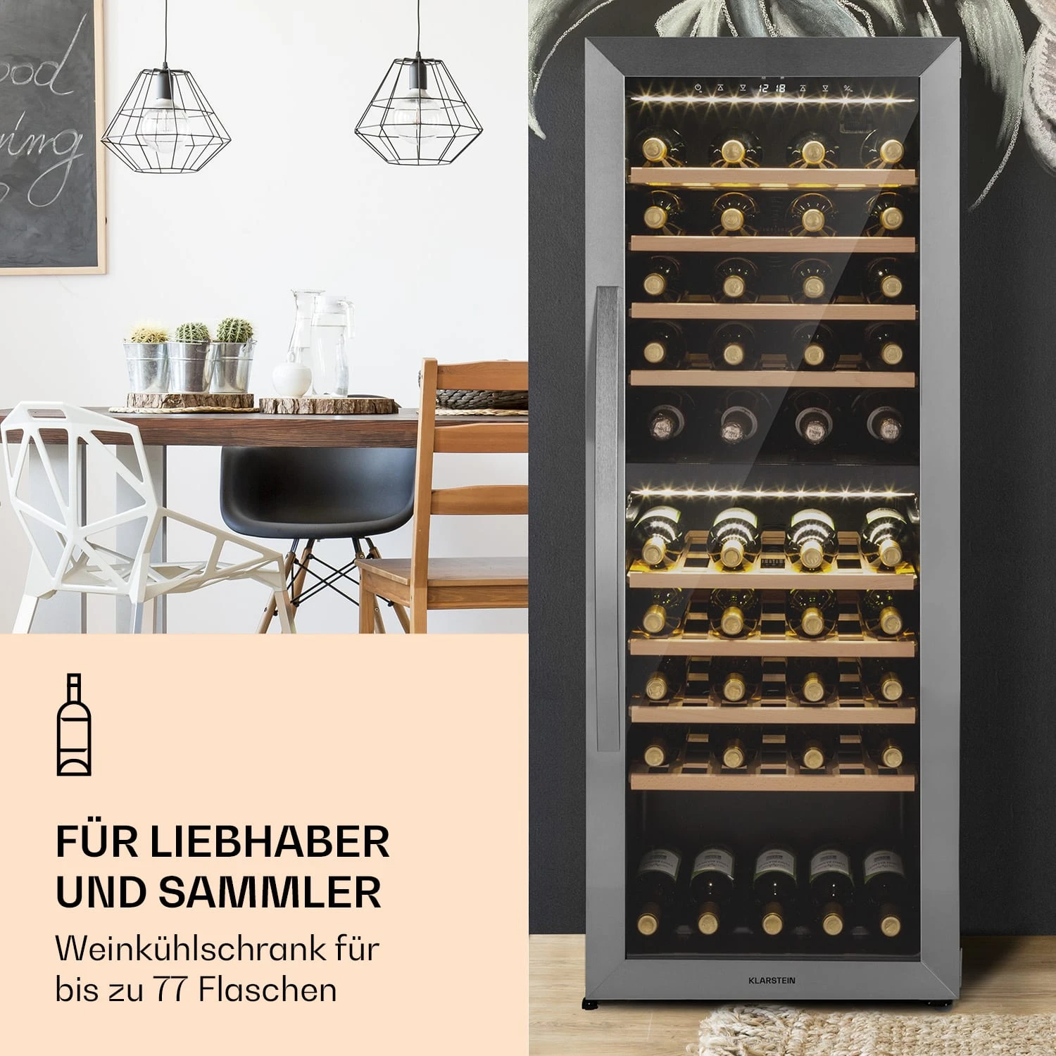 Klarstein Vinamour 77 Duo Weinkühlschrank 191 Liter 5 - 20 °C 2 Kühlzonen 4 Klarstein Vinamour 77 Duo Weinkühlschrank 191 Liter 5 - 20 °C 2 Kühlzonen – Bild 2