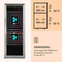 Klarstein Vinamour 77 Duo Weinkühlschrank 191 Liter 5 - 20 °C 2 Kühlzonen 14 Klarstein Vinamour 77 Duo Weinkühlschrank 191 Liter 5 - 20 °C 2 Kühlzonen -Klarstein 10039771 de 0004 logo