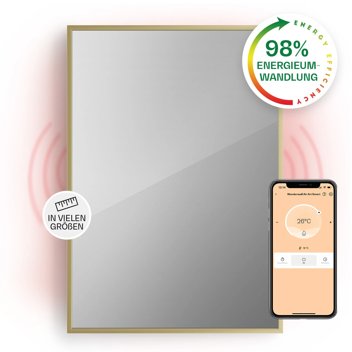La Palma 750 Smart 2-in-1 Heizgerät Infrarot Konvektor 85x60cm 750W Spiegelfront 3 La Palma 750 Smart 2-in-1 Heizgerät Infrarot Konvektor 85x60cm 750W Spiegelfront