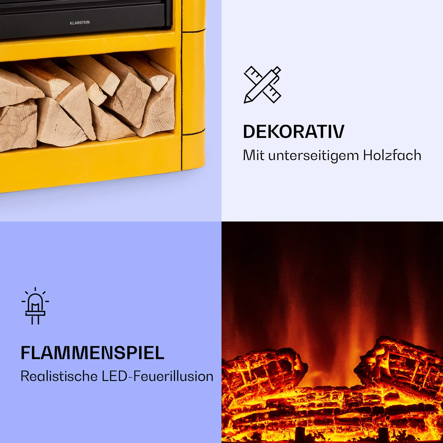 Dukono Elektrokamin 1800 W LED-Flammen Heizlüfter Timer Holzfach 5 Dukono Elektrokamin 1800 W LED-Flammen Heizlüfter Timer Holzfach – Bild 3