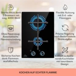 Illuminosa Domino Gaskochfeld 2-flammig Sabaf-Brenner Glaskeramik 12 Illuminosa Domino Gaskochfeld 2-flammig Sabaf-Brenner Glaskeramik -Klarstein 10039896 de 0002 usp