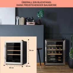Vinamour 16 Uno Weinkühlschrank 16Fl./42l 5-18°C 41dB Glas 15 Vinamour 16 Uno Weinkühlschrank 16Fl./42l 5-18°C 41dB Glas -Klarstein 10039897 de 0006 usp