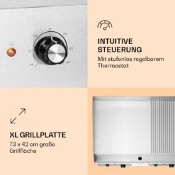 Grillmeile 4400 Elektrogrill Plancha 2x2200W Grillplatte Edelstahl -Klarstein 10039915 de 0003 logo