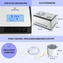 Dolce Bacio Smart Eiscremebereiter Yogurtmaker Kompressor 2 Liter WiFi Touch Edelstahl -Klarstein 10040048 de 0006 logo