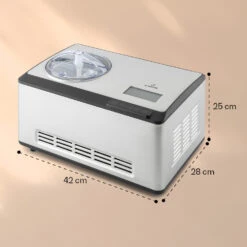 Dolce Bacio Smart Eiscremebereiter Yogurtmaker Kompressor 2 Liter WiFi Touch Edelstahl -Klarstein 10040048 yy 0008 dimensions