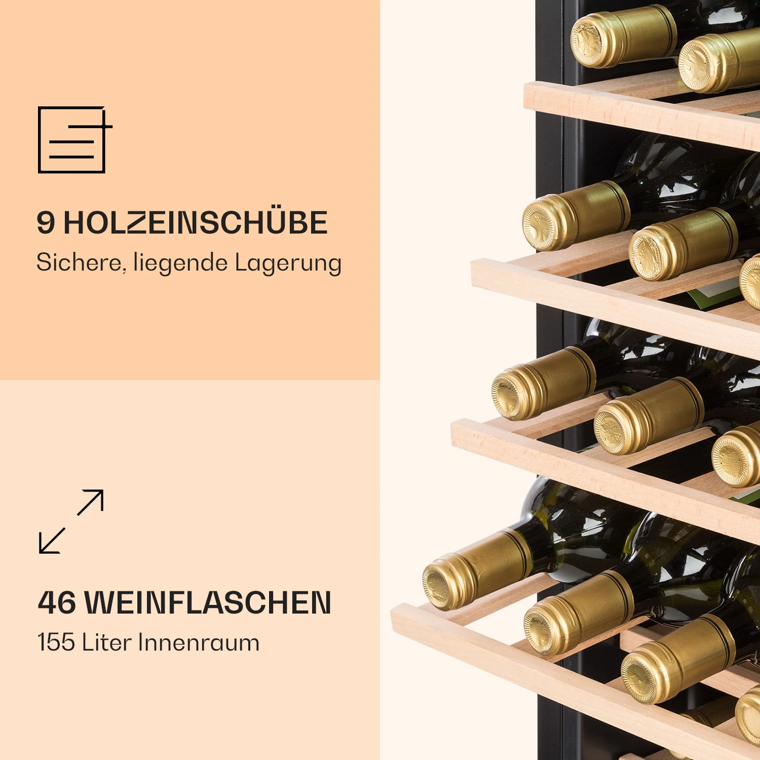 Vinamour 46 Uno Weinkühlschrank 1 Zonen 155 L/46 Fl. 4-18 °C Edelstahl 6 Vinamour 46 Uno Weinkühlschrank 1 Zonen 155 L/46 Fl. 4-18 °C Edelstahl – Bild 4