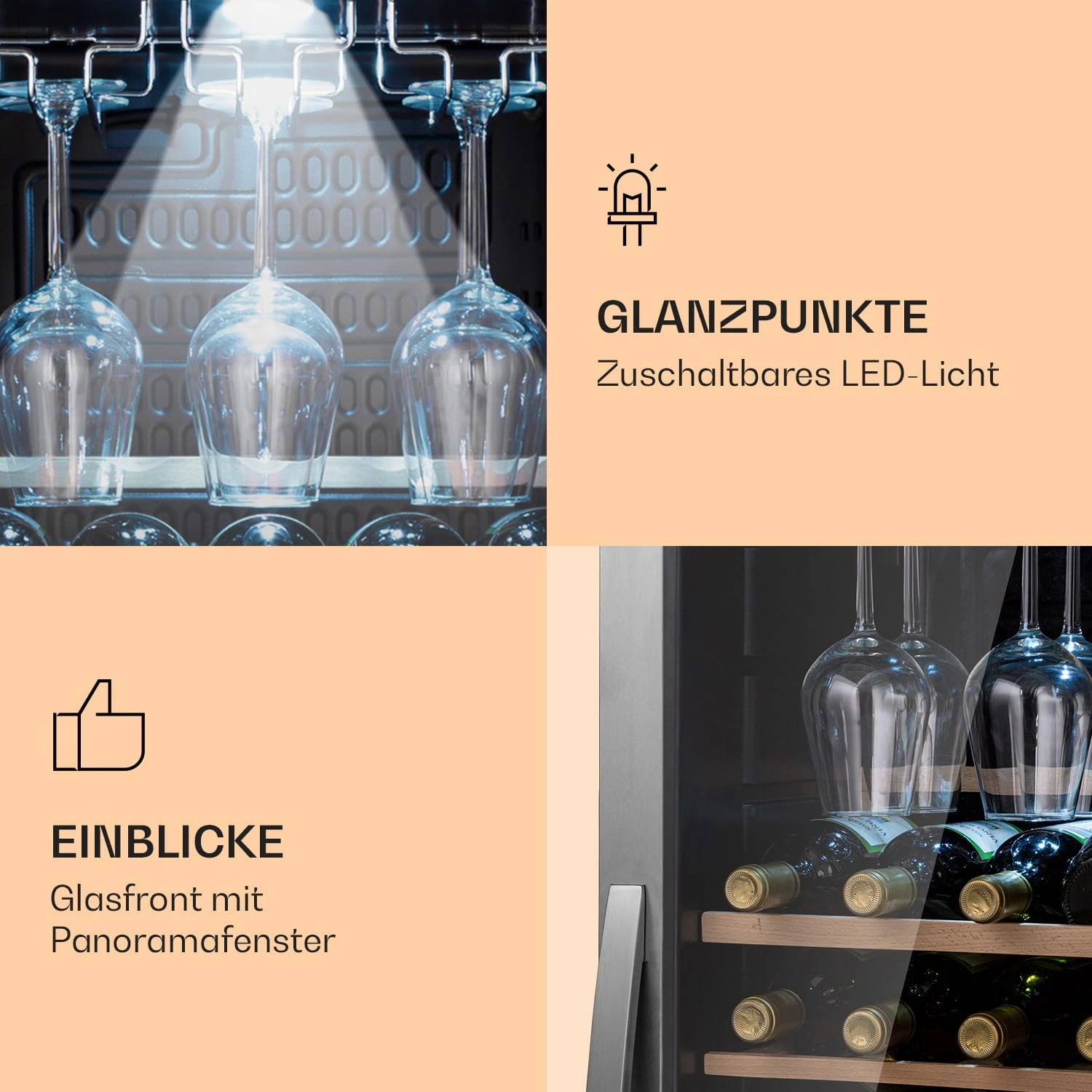 Vinamour 46 Uno Weinkühlschrank 1 Zonen 155 L/46 Fl. 4-18 °C Edelstahl 7 Vinamour 46 Uno Weinkühlschrank 1 Zonen 155 L/46 Fl. 4-18 °C Edelstahl – Bild 5