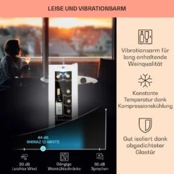 Shiraz 12 Slim Uno Weinkühlschrank 32l/12Fl.Touch 85 W 5-18 °C LED -Klarstein 10040213 de 0004 usp