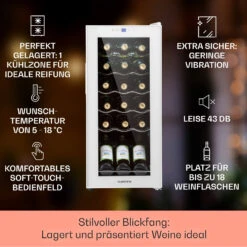 Shiraz 18 Slim Uno Weinkühlschrank 50l 18Fl Touch-Bedienfeld 5-18°C 11 Shiraz 18 Slim Uno Weinkühlschrank 50l 18Fl Touch-Bedienfeld 5-18°C -Klarstein 10040215 de 0002 usp