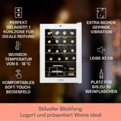 Shiraz 20 Uno Weinkühlschrank 53l 20Fl Touch-Bedienfeld 5-18°C 11 Shiraz 20 Uno Weinkühlschrank 53l 20Fl Touch-Bedienfeld 5-18°C -Klarstein 10040216 de 0002 usp