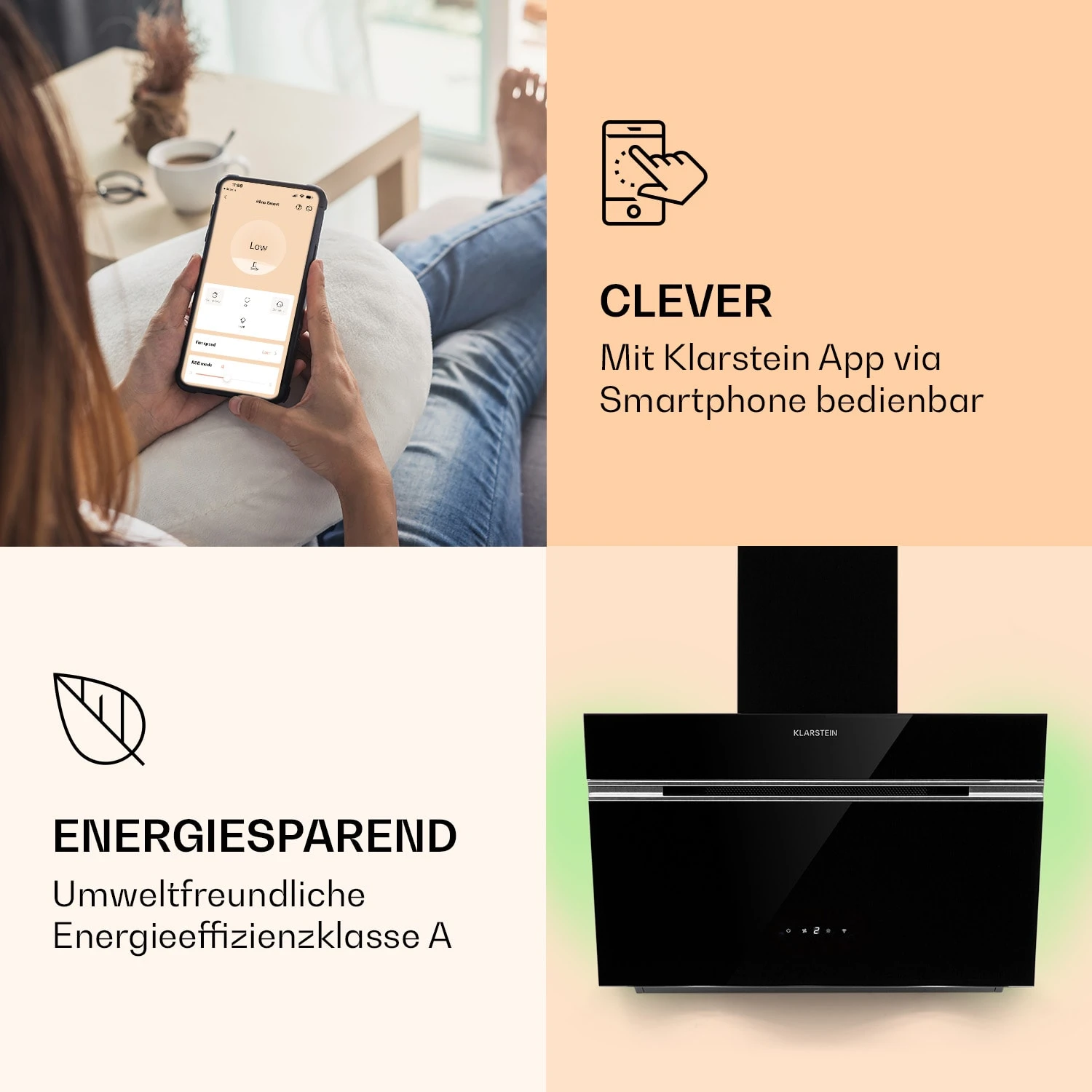 Alina 60 Smart Dunstabzugshaube 60 Cm 594 M³/h LED Ambiente-Licht Glasfront 5 Alina 60 Smart Dunstabzugshaube 60 Cm 594 M³/h LED Ambiente-Licht Glasfront – Bild 3