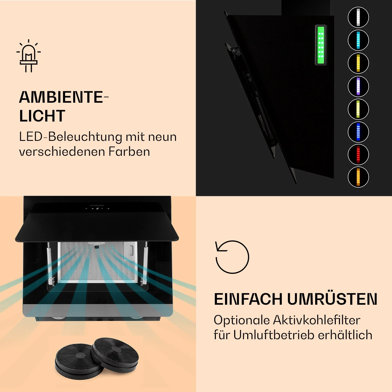 Aurora 60 Smart Dunstabzugshaube 550 M³/h 60cm Kopffrei Ambiente-Licht EEC A++ 7 Aurora 60 Smart Dunstabzugshaube 550 M³/h 60cm Kopffrei Ambiente-Licht EEC A++ – Bild 5
