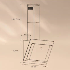Aurora 60 Smart Dunstabzugshaube 550 M³/h 60cm Kopffrei Ambiente-Licht EEC A++ 16 Aurora 60 Smart Dunstabzugshaube 550 M³/h 60cm Kopffrei Ambiente-Licht EEC A++ -Klarstein 10040234 yy 0007 dimensions