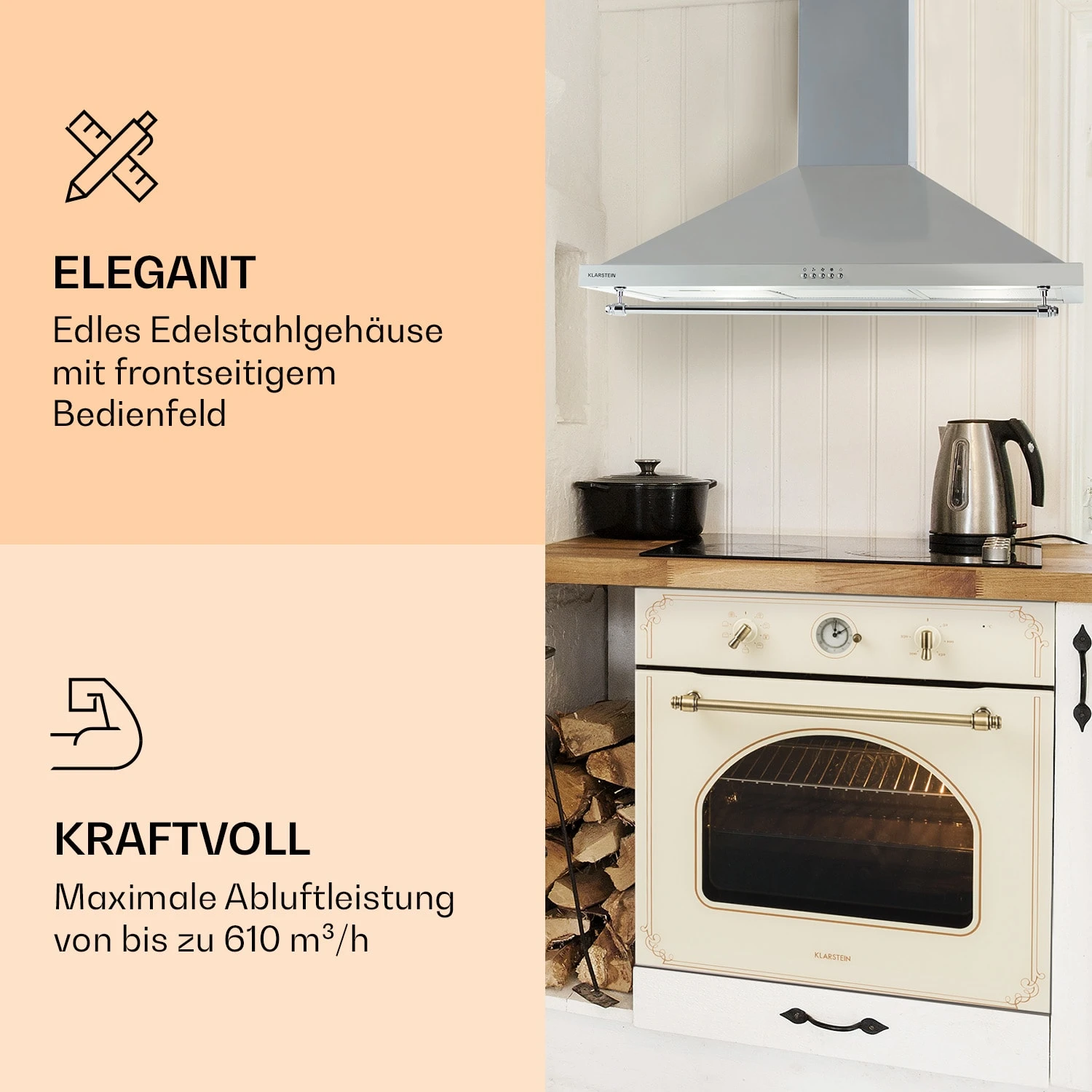 Montblanc 90 Dunstabzugshaube 610m³/h 165W 2x1,5W LED Reling 6 Montblanc 90 Dunstabzugshaube 610m³/h 165W 2x1,5W LED Reling – Bild 4