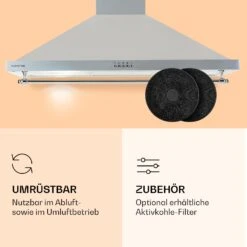 Montblanc 90 Dunstabzugshaube 610m³/h 165W 2x1,5W LED Reling 13 Montblanc 90 Dunstabzugshaube 610m³/h 165W 2x1,5W LED Reling -Klarstein 10040268 de 0005 logo