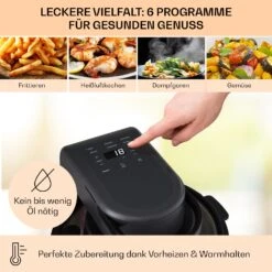 Vendure Heißluftfritteuse Mit Dampffunktion 1250W 5 Liter 6 Programme 12 Vendure Heißluftfritteuse Mit Dampffunktion 1250W 5 Liter 6 Programme -Klarstein 10040278 de 0004 usp