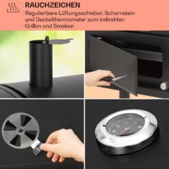 Aberdeen Kombi-Grill Gas Kohle Smoker Thermometer 2 Seitentische Mobil 15 Aberdeen Kombi-Grill Gas Kohle Smoker Thermometer 2 Seitentische Mobil -Klarstein 10040294 de 0005 usp