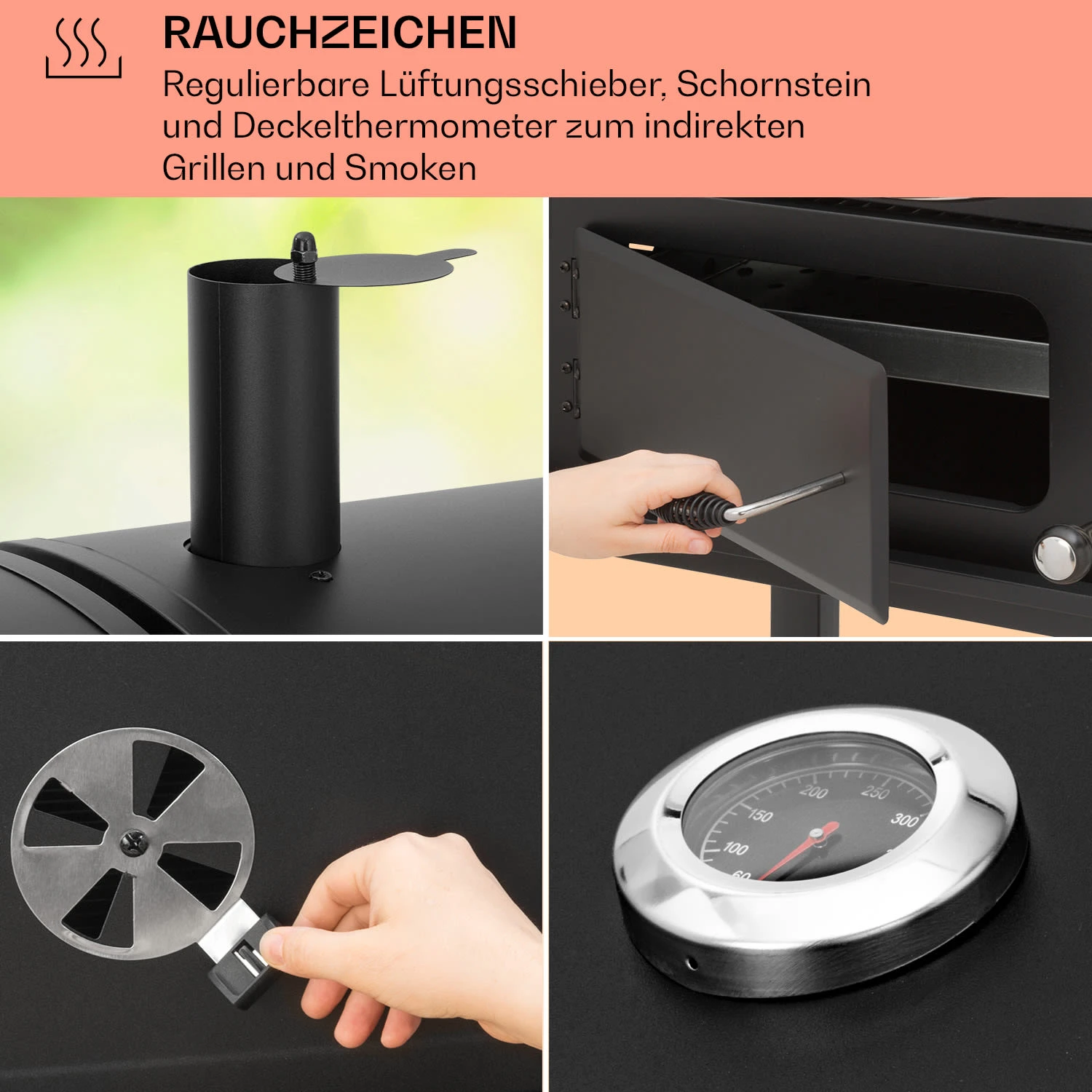 Aberdeen Kombi-Grill Gas Kohle Smoker Thermometer 2 Seitentische Mobil 7 Aberdeen Kombi-Grill Gas Kohle Smoker Thermometer 2 Seitentische Mobil – Bild 5