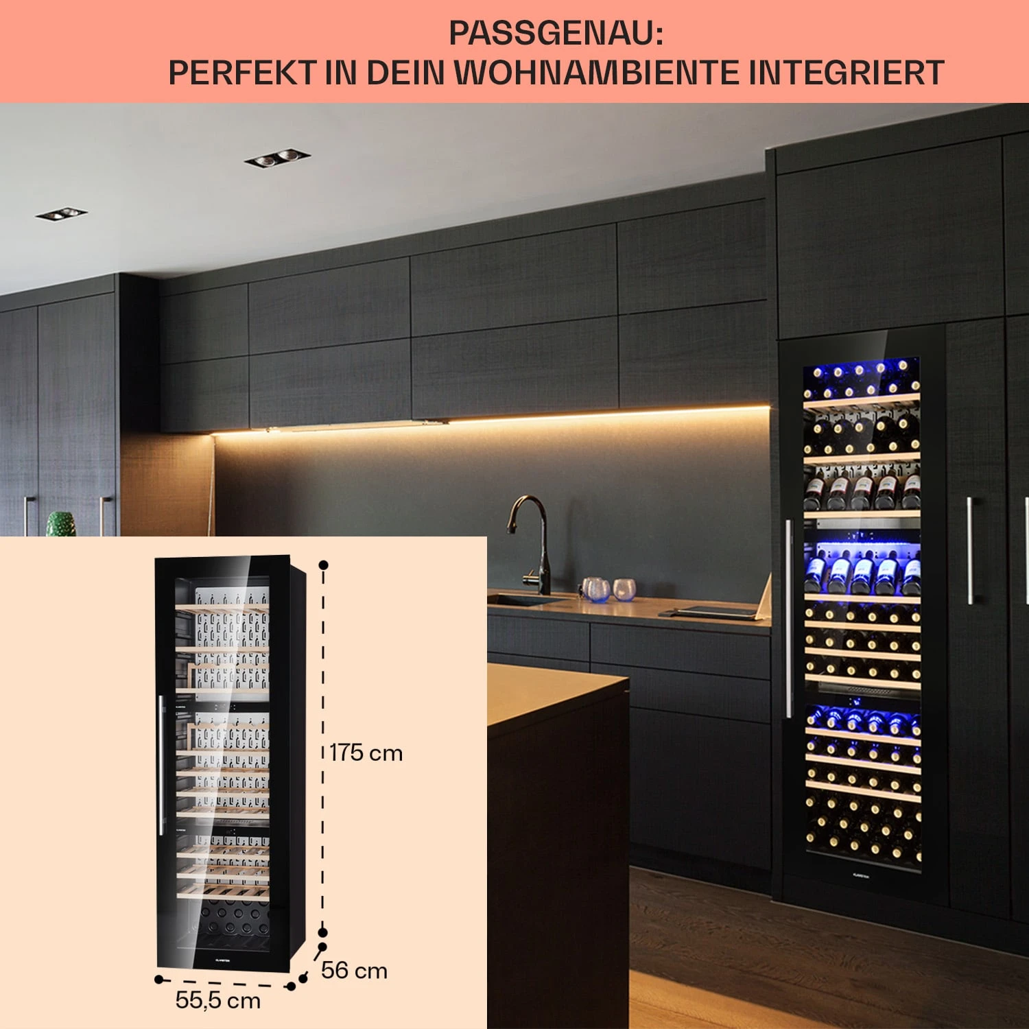 Vinsider 89 Built-In Trio Built-In Weinkühlschrank 5 – 18 °C Touch-Bedienfeld Holzregale 8 Vinsider 89 Built-In Trio Built-In Weinkühlschrank 5 – 18 °C Touch-Bedienfeld Holzregale – Bild 6