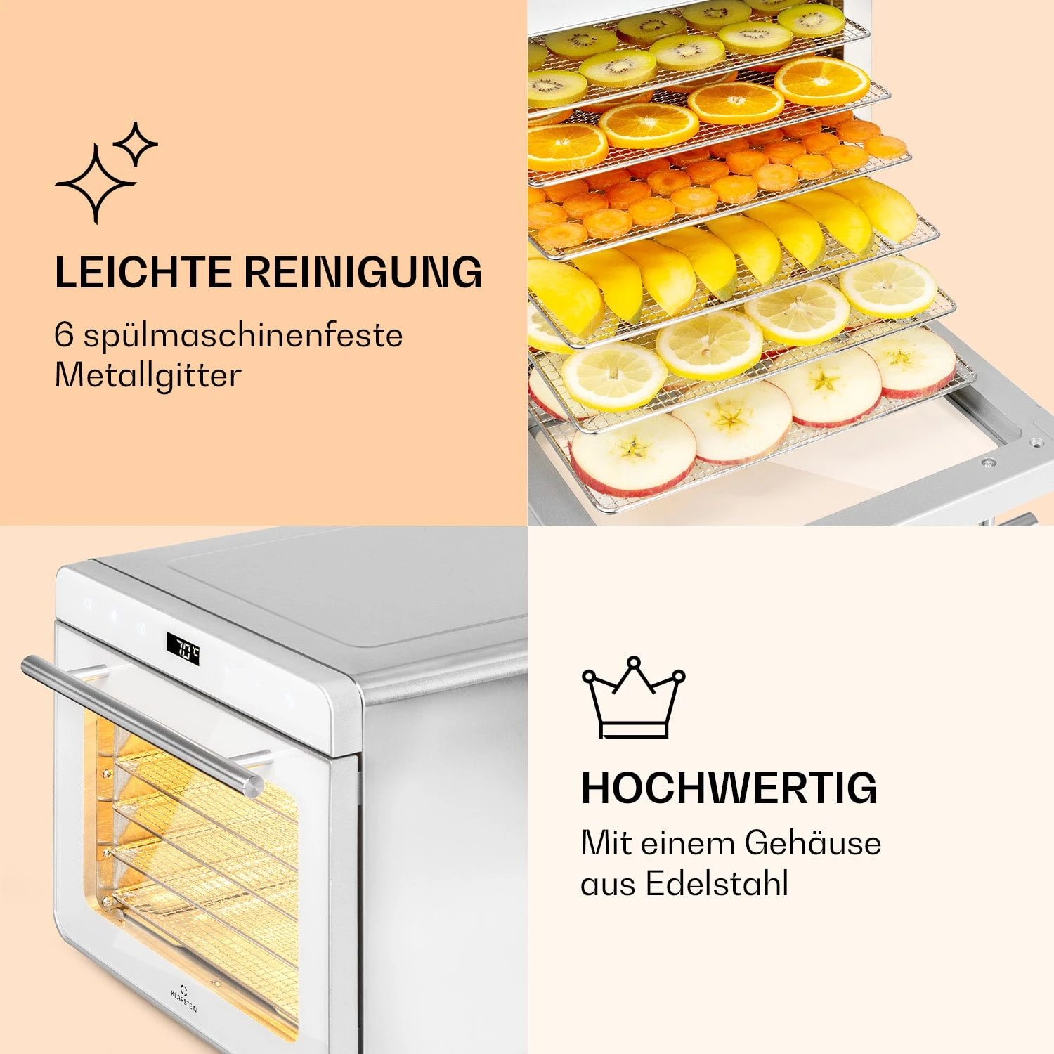 Shaftesbury Dörrautomat 700W Timer-Funktion 35-85°C Digitales Touch-Display 7 Shaftesbury Dörrautomat 700W Timer-Funktion 35-85°C Digitales Touch-Display – Bild 5