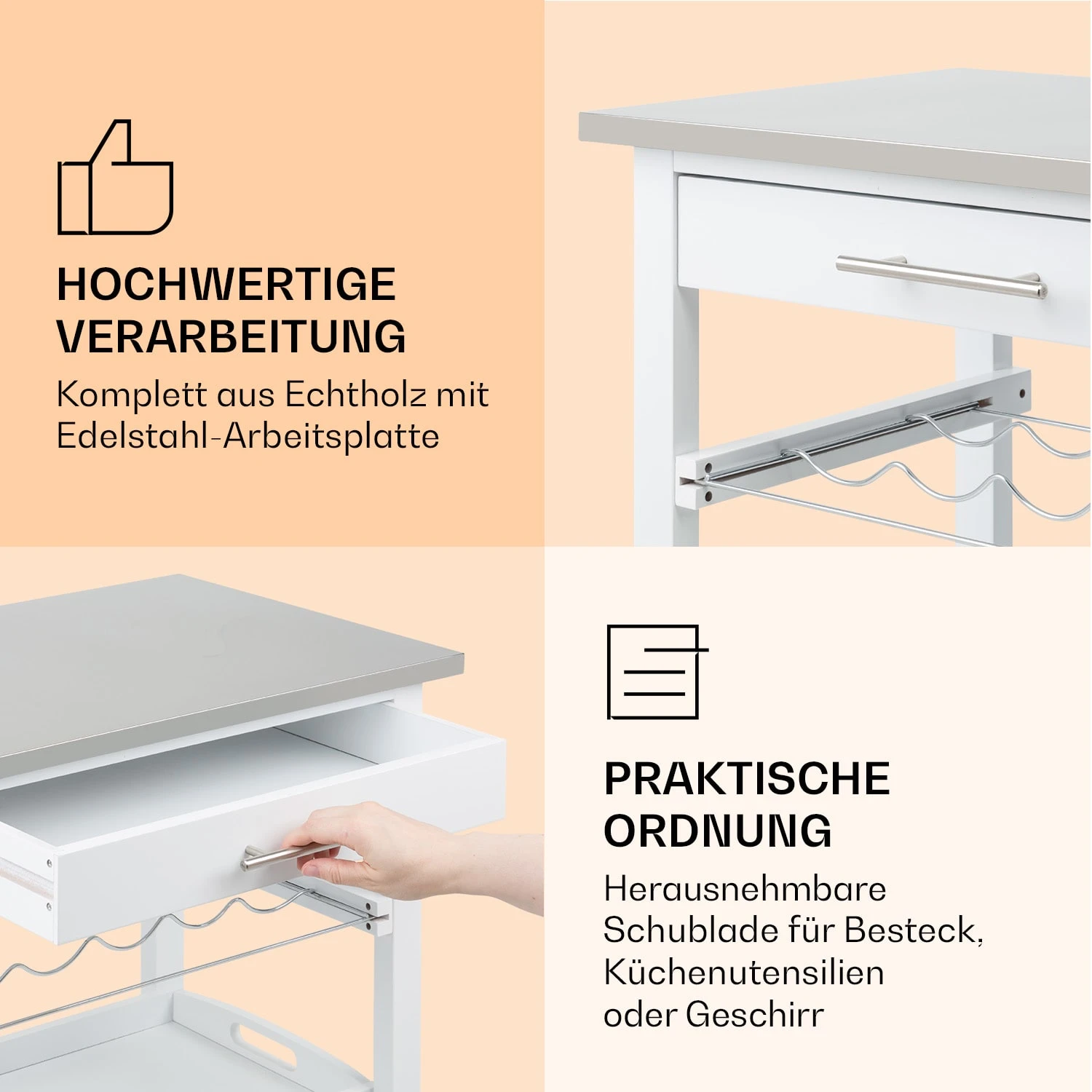 Vermont Servierwagen Küchenwagen 5 Etagen Holz Edelstahl Mobil 7 Vermont Servierwagen Küchenwagen 5 Etagen Holz Edelstahl Mobil – Bild 5