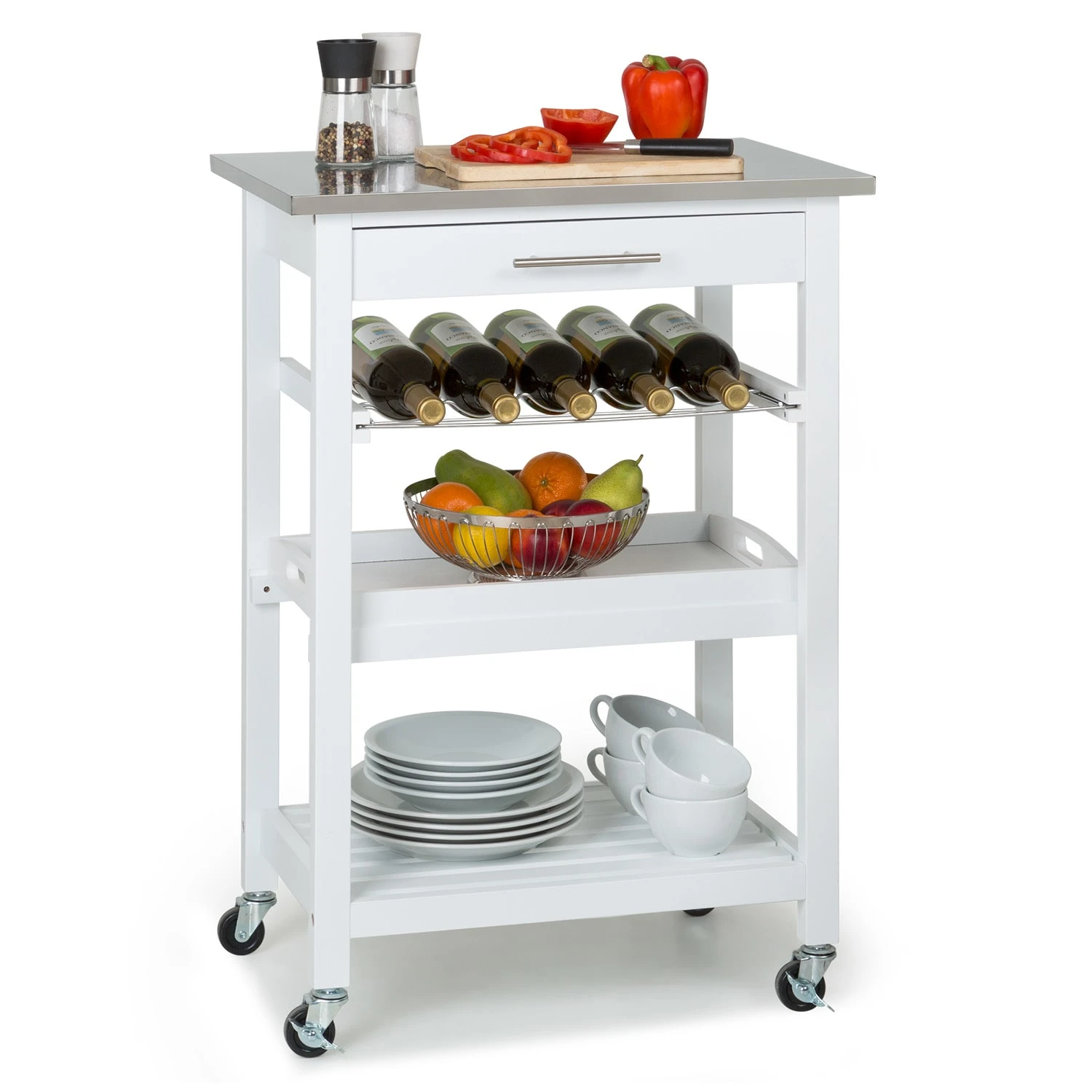 Vermont Servierwagen Küchenwagen 5 Etagen Holz Edelstahl Mobil 3 Vermont Servierwagen Küchenwagen 5 Etagen Holz Edelstahl Mobil