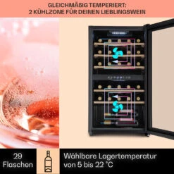 Barossa 29 Duo Weinkühlschrank 29 Fl 80 Ltr 2 Zonen Drucktasten 11 Barossa 29 Duo Weinkühlschrank 29 Fl 80 Ltr 2 Zonen Drucktasten -Klarstein 10041124 de 0003 usp