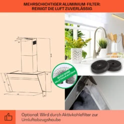 Ava 60 Dunstabzugshaube 60cm Wandhaube WiFi A++ 515m³/h Touch 15 Ava 60 Dunstabzugshaube 60cm Wandhaube WiFi A++ 515m³/h Touch -Klarstein 10041169 de 0005 usp