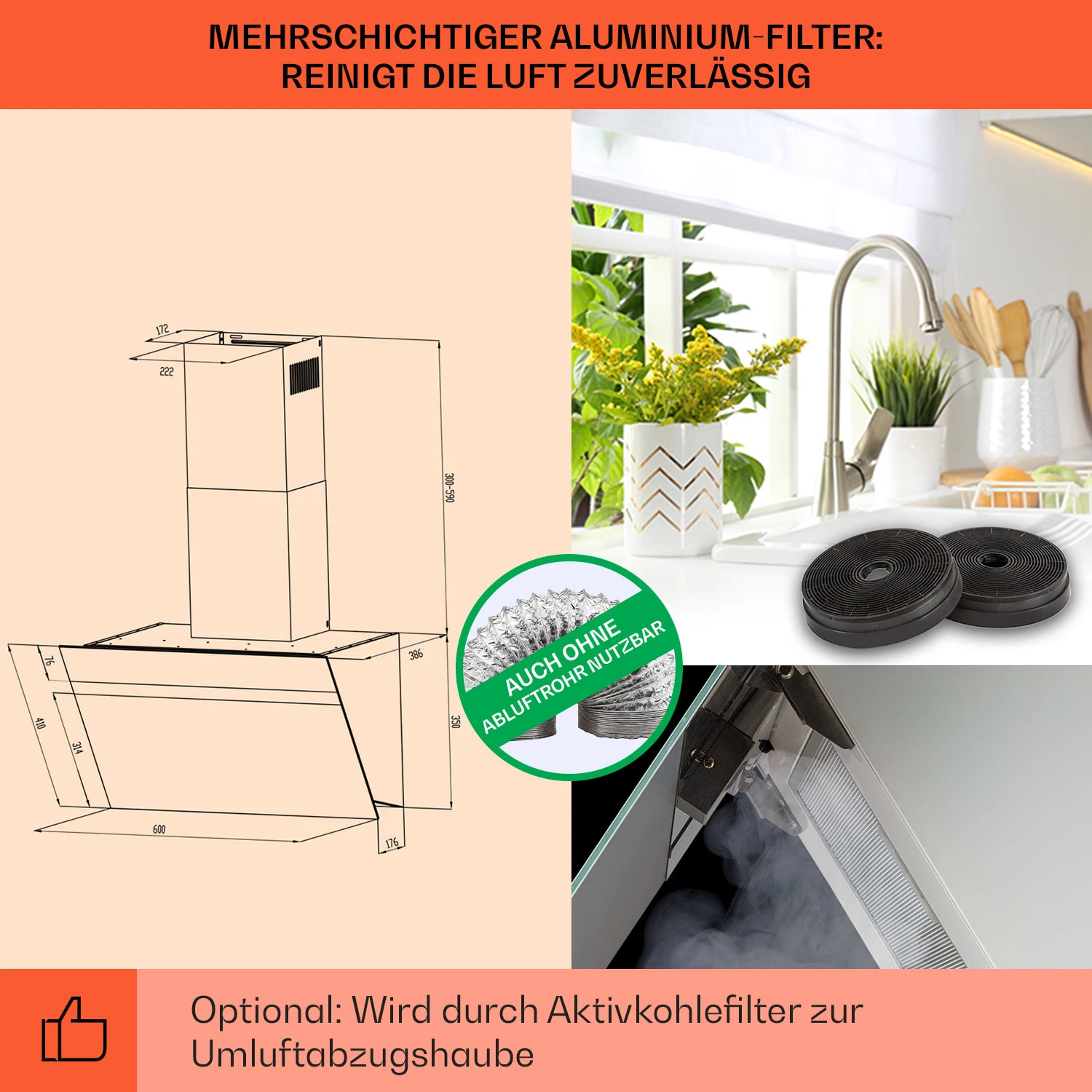 Ava 60 Dunstabzugshaube 60cm Wandhaube WiFi A++ 515m³/h Touch 7 Ava 60 Dunstabzugshaube 60cm Wandhaube WiFi A++ 515m³/h Touch – Bild 5