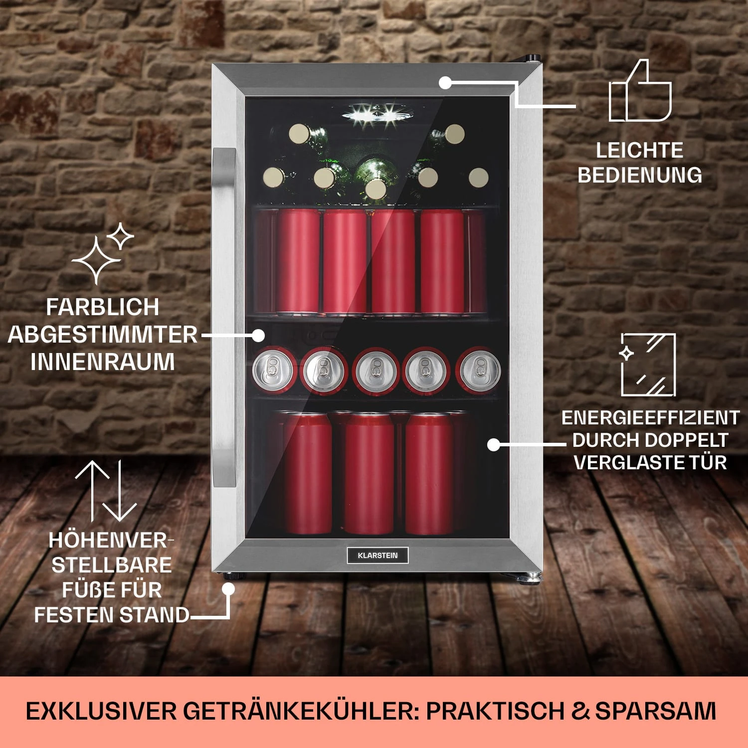 Beersafe 70 Bierzeit Edition Kühlschrank 70 Liter 3 Böden Panoramaglastür Edelstahl 8 Beersafe 70 Bierzeit Edition Kühlschrank 70 Liter 3 Böden Panoramaglastür Edelstahl – Bild 6