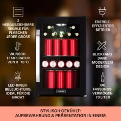 Beersafe 70 Bierzeit Edition Kühlschrank 70 Ltr 3 Böden Glas Edelstahl 11 Beersafe 70 Bierzeit Edition Kühlschrank 70 Ltr 3 Böden Glas Edelstahl -Klarstein 10041176 de 0002 usp