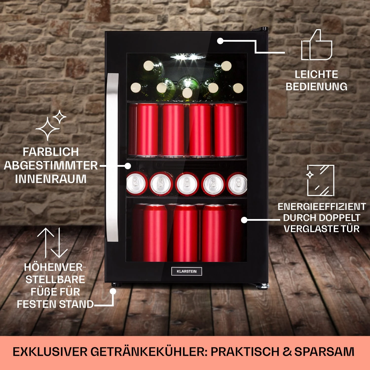 Beersafe 70 Bierzeit Edition Kühlschrank 70 Ltr 3 Böden Glas Edelstahl 8 Beersafe 70 Bierzeit Edition Kühlschrank 70 Ltr 3 Böden Glas Edelstahl – Bild 6