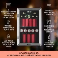 Beersafe 70 Birra Milano Edition Kühlschrank 70 Liter 3 Böden Panoramaglastür Edelstahl 11 Beersafe 70 Birra Milano Edition Kühlschrank 70 Liter 3 Böden Panoramaglastür Edelstahl -Klarstein 10041179 de 0002 usp