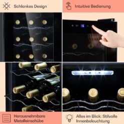 Barolo 15 Uno Weinkühlschrank 48 Ltr 15 Flaschen 11-18°C SingleZone -Klarstein 10041207 de 0005 usp