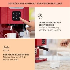 BellaVita Kaffeemaschine 3-in-1 1450 W 20 Bar Milchschäumer 11 BellaVita Kaffeemaschine 3-in-1 1450 W 20 Bar Milchschäumer -Klarstein 10041240 de 0003 usp