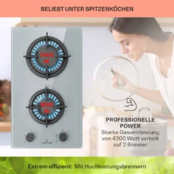 Firetale Gaskochfeld 2-flammig Aluminium-Brenner Erdgas/Propangas Inkl. Schlauch Und Druckminderer -Klarstein 10041301 de 0003 usp
