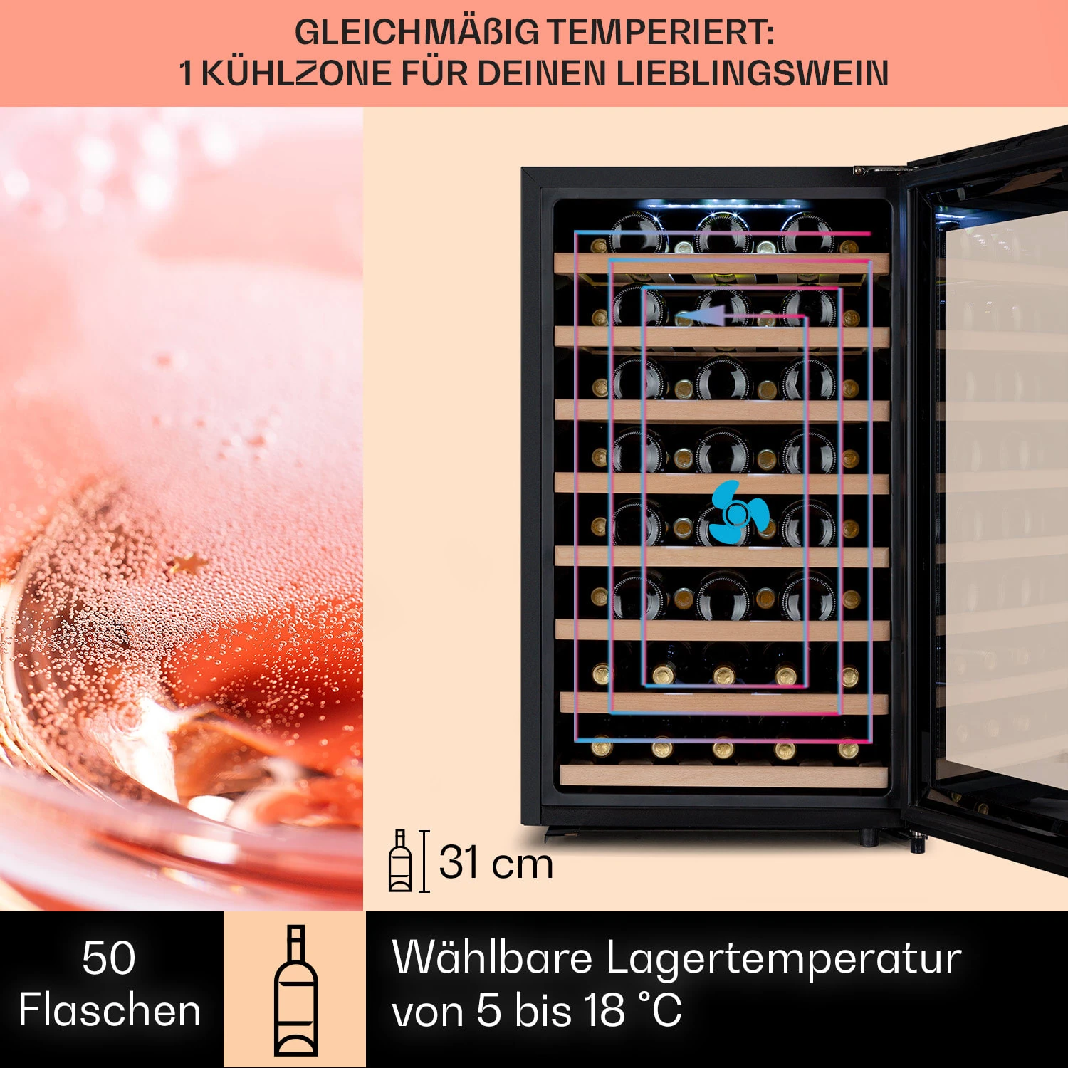Barossa 50 Uno Weinkühlschrank 1 Zone 120 Ltr 50 Fl Touch-Display 5 Barossa 50 Uno Weinkühlschrank 1 Zone 120 Ltr 50 Fl Touch-Display – Bild 3