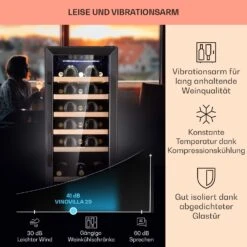 Vinovilla 29 Built-In Weinkühlschrank 81 L / 29 Fl. 1 Zone Glastür Edelstahl -Klarstein 10041309 de 0004 logo