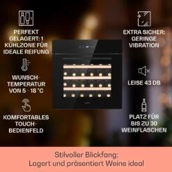 Vinsider 30 Built-In Uno Einbau-Weinkühlschrank 30 Flaschen 77 Ltr Edelstahl -Klarstein 10041357 de 0002 usp